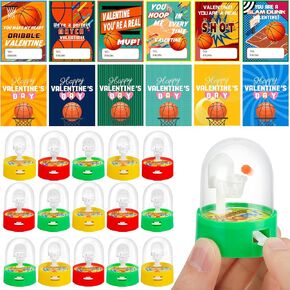 30 PCS Valentines Cards for Kids مع ألعاب إطلاق النار على كرة السلة الصغيرة ، وصالح الأطفال في عيد الحب ، وجوائز عيد الحب ، هدية فالنتين مثالية في عيد الحب