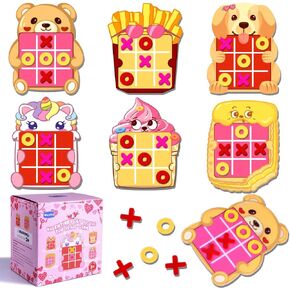 24 Pack Valentine's Day Tic Tac Toe Strategic Board Game, Valentines Day Gifts for Kids Bulk, Valentine Party Favors Classroom Exchange Prizes for Kids Class