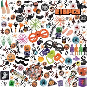 216 PCS Halloween Toys - تشكيلة كبيرة لصالح الحفلات أو الجوائز أو الخدعة أو المعالجة للألعاب و Pinata