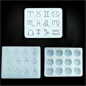 3 PCS 12 كوكبة الراتنج قوالب السيليكون زودياك صب القوالب النساء اللطيفات معلقة ثقب الأبراج صواني النجوم مجموعة لمجوهرات DIY صنع قلادة قلادة القلادة مفتاح الإكسسوارات الحرفية