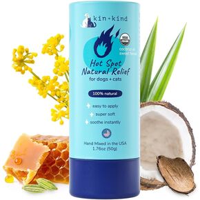 KIN+TRIDE Hot Spot Treatment للكلاب والقطط - الإغاثة الحكة ، بلسم الجلد المهدئ والشفاء - زيت جوز الهند ، شمع العسل ، زيت الشمر الحلو - كله طبيعي - مصنوع في الولايات المتحدة الأمريكية
