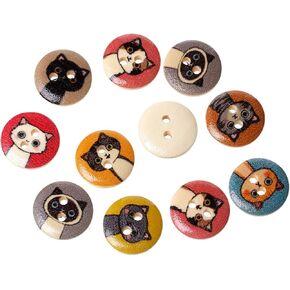 Pepperlonely Brand 100pc kittens Cats 2 Hole Scrapbooking Wood Wood Buttons 15mm (5/8 Inch)