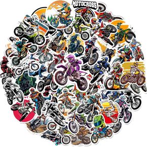 100PCS Dirt Bike Stickers Motocross Decals Party Favors Birthday Party Decorations Vinyl Waterproof Stickers for Water Bottle Laptop Luggage Helmet Gifts for Teens Boys Girls Adult