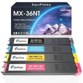 MX-36NT Toner Cartridge MX-36 MX-36NTBA MX-36NTCA MX-36NTMA MX-36NTYA Replacement for Sharp MX-2615N 3115N 2640N 3140N 3640N 2610N 2615NC 2648NC 3110N 3148NC Printers (BCYM, 4-Pack)