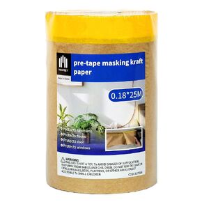 Voomey Pre-Taped Masking Paper for Painting with Dispenser - 12 inch x 82 feet Tape and Drape Painters Paper for Covering Skirting, Frames, Cars and DIY Projects