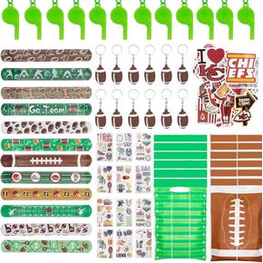 110 PCS حفلة كرة قدم تفضل كرة القدم Goodie Bags Stuffers Football Birthday Party Party Party Bass with kistles و Keychains و Bracelets و Descelsers Football Birthday Party