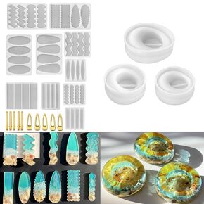 RESINWORLD 3 Pcs Tealight Candle Holder Molds + 10 Pcs Hair Clip Silicone Molds