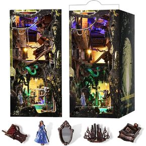 DIY Book Nook Kit, Miniature Dollhouse Booknook Kit, 3D Wooden Puzzle Bookend Bookshelf Insert with LED Light for Teens and Adults (Beyond Library Max)