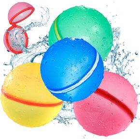 SOPPYCID Tonoviviy Self-cleaning Refillable Water Balloons for Kids and Adults, Magnetic Water Splash Balls For Summer Party Pool Outdoor Toys For Kids 4pcs