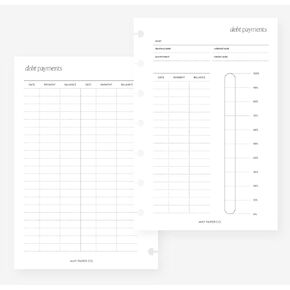 Mini Happy Planner Debt Payments Planner Insert Agenda Refill for 7-Discs Notebook 4.6 x 7