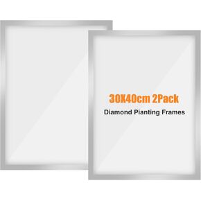 Naimoer 2Pack الإطارات الفنية الماس ، إطار لقماش الفن الماسي 30x40cm ، إطار فن الماس المغناطيسي ، إطارات للطلاء ، إطارات باب الجدار ، الحجم الداخلي للحجم 25x35 سم (الفضة)