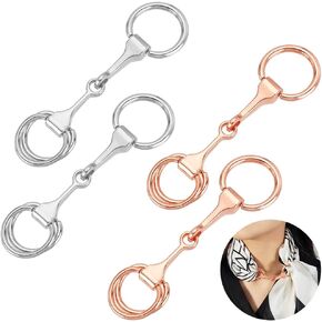 AHANDMaker 4 PCS Silk Clasp Clasp Platinum & Rose Gold Horsebit Ring Ring Clasp D-Ring Clips Clips for Occves و Shaws and Cloths DIY Accessories