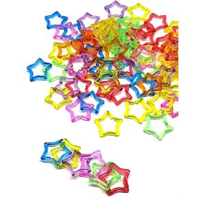 100 pcs Mix transparent colors pvc plastic star charm chain link size 15 mm
