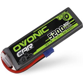 Ovonic 7.4V 2S Lipo Battery 5200mAh 80c بطارية صلبة مع قابس EC3 لـ 1/8 1/10 RC Car RC Trouggy RC Airplane Drone