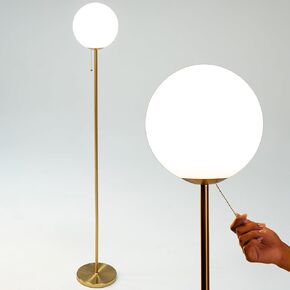 بولاريس LED LED LED LED TALL مع كرات زجاجية مجيئة ، منتصف القرن الحديثة للضوء الدائم لديكور غرفة المعيشة ، غرفة نوم ومكتب منزلي ، 3000 كيلو دافئ ، ETL - GOLD النحاس