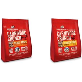 Stella & Chewy's Carnivore Crunch Crunch Raw Dog Dramed Congs 2 Pack Packting Platple (لحوم البقر والدجاج)