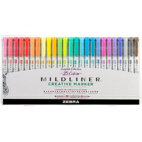 Zebra Mildliner Double Ended Highlighter Variety Pack, Asst Ink Colors, Bold-Chisel/Fine-Bullet Tips, Asst Barrel Colors, 25/Pack
