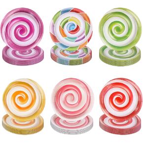 لوحات ورقية ذات طابع حلوى 60pcs ، 7 بوصات لوحات حلوى حلوة حلوى أدوات المائدة الحلوى لزخارف الحفلات الحلوى