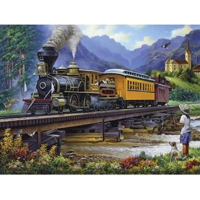 أجزاء وقطع - أحداث بانوراما 1000 قطعة للبالغين - 20 "× 27" - قطار البخار القديم - 1000 PC RAINDROAR JIGSAW بواسطة Oleg Gavrilov