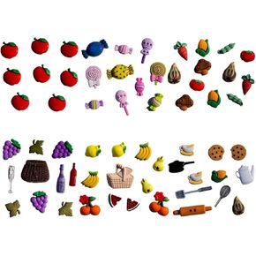 Assorted Food-Themed Buttons – 50+ Piece Set for Sewing, Scrapbooking & DIY Crafts – Fruits, Vegetables, Picnic & Cookout Designs