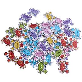 50pcs Wooden Buttons DIY Crafts Cute Buttons Crab Coat Jacket Hats Embellishment for DIY Arts and Crafts Projects, Decorations, Ornaments - Style 2