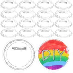 NUOBESTY 20pcs 2.36inch Custom Button Pins Clear Button Badges DIY Blank Button Pins for Crafts Picture Button Pin Make Your Own Buttons Badge Maker for Handmade