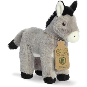 Aurora® Responsibly Made Eco Nation™ Donkey Stuffed Animal - Ideal for Playtime Adventures - Perfect for Birthdays or Just Because - Gray 11 Inches