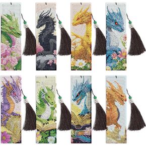 Diamond Art Gothic Bookmarks: 8 Pcs Skeleton Diamond Painting Book Marks, Unique Dark and Humor Diamond Art Bookmark Kit for Adults DIY Crafts with Accessaries