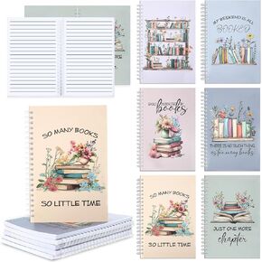 6 Pcs 5.5 x 8.3 Spiral Notebooks for Book Lovers A5 Reading Journals Reading Log Notebook 70 Sheets Gifts for Diary Draw Sketch Doodle Schedule
