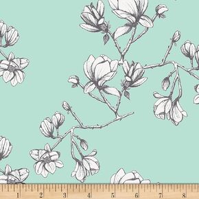 Art Gallery Fabrics Art Gallery Wild Bloom Magnolia Study Fresh Fabric, ICY Blue