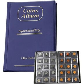 ألبوم مجموعة COIN ، 150 مجموعة من الجودة Archival Archival Coin Collection Core for Collector Holder Display Display Case ، جمع مستلزمات منظمات الأكمام للعملات المعدنية والبنسات والربع والشارات والطوابع (أسود)