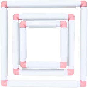 Howie's Needlepoint 3 Pack Pack Plastic Plastic Aproidery ، Hoops Square Cross Brock ، إطار مقطع للغرز المتقاطع ، خياطة اللحف (6 × 6 بوصة ، 8 × 8 بوصة ، 11x11 بوصة) ، أبيض