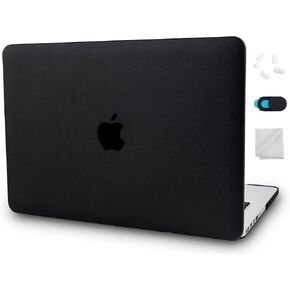 KECC متوافقة مع MacBook Air 13 Inch Case 2022 2021 2020 2019 2018 A2337 M1 A2179 A1932 Retina Touch ID Italian Leather Shell (الجلود السوداء)
