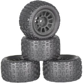 4Pcs Monster Truck Tires 1/16 1/18 Scale 74mm Pre-glued Foam Insert Tires for ARRMA Granite 1/18 Granite/Typhon, WLtoys A949, MJX Hyper Go H16, High-Grip Ready-to-Run