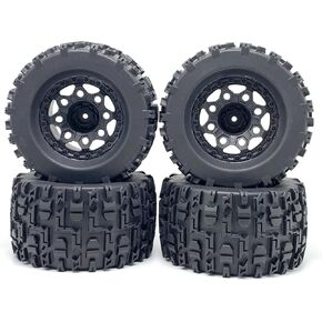 Kingval 4pcs استبدال RC Car Rubber Tyre Wheel OD 125mm عرض 68 مم hex 12mm متوافق مع 1/10 RC شاحنة وحش السيارات