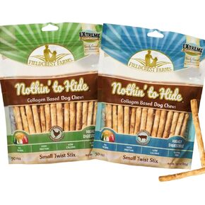 Fieldcrest Farms لا شيء لإخفاء البديل الطبيعي البديل الصغير Twist Twist للكلاب -100 حزمة الحزمة (50 لحم البقر و 50 دجاج) - مضغ الهضم بسهولة لمضغات معتدلة تحت 15 رطل - بالإضافة إلى المغناطيس