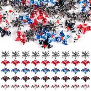 60pcs Halloween Miniatures, Tiny Resin Bats Mini Bat Figures Small Halloween Bats Tiny Spiders Halloween Mini Spiders for Crafts Miniature Landscape Decoration