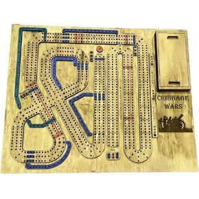 Wooden Cribbage Wars Board Game - Cribbage War Boards Game Unique - Crib Wars Board Game with Compartment for Pegs - Family Game Night Gifts