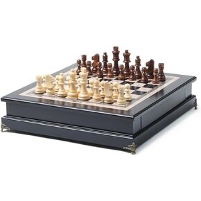 15 "Wooden Chess Set, Large Size Board, Built-in Storage Drawer - 2 Extra Queens - Wooden Chess Pieces - Gift wrap, Adult and Children's Board Games