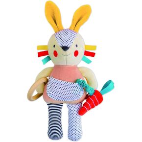 Petit Collage Organic Organic Budny Activity Toy - Bunny Prunny محشو بالحيوانات المصنوعة يدويًا للأطفال والأطفال الصغار.