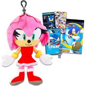 Nintendo Sonic The Hedgehog Amy Plushie Set - حزمة مع لعبة Amy Rose Plush 12 بوصة مع ملصقات التخزين بالإضافة إلى ذلك ، المزيد | إيمي سونيك القنفذ أفخم