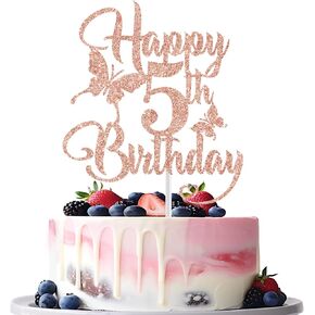 عيد ميلاد سعيد 11th كعكة Topper ، ديكور كعكة عيد الميلاد الحادي عشر ، عيد ميلاد 11 سنة ، 11 سنة عيد ميلاد سعيد لوازم زخارف حفلات الحفلات ، بريق الذهب الوردي