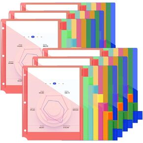 Xuchun 5-Tab Binder Dividers مع جيوب ، مقسمات TAB البلاستيكية لثلاثة منظمات رنين ، 3 حفرة من الحامي لحجم الحروف في 0.5 "، 1" ، 2 "، 3 بوصة ، 2 مجموعات
