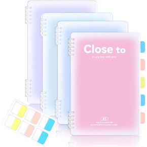 Aesthetic Spiral Notebooks-4 Pcs A5 Spiral Notebook-Cute Notebook-8.4 Inch x 5.9 Inch Waterproof Plastic Hardcover-8mm Ruled 120 Pages Journals for Study and Notes