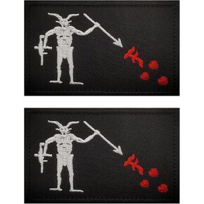 2 PCS aliplus Blackbeard Flag Patches Edward Teach Patch Pirate Flag Patch مطرزة على الروح المعنوية التكتيكية المثيرة خطاف وحلقة (AK47 01)