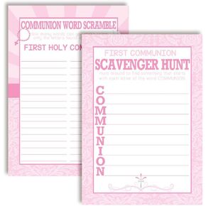 First Holy Communion Religious Word Search I Spy Fill In Game Cards for Boys, Ten 5" x 7" Fill In The Blank Cards by AmandaCreation