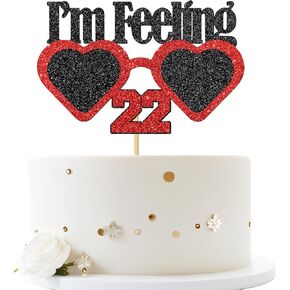 أشعر بـ 22 كعكة من الكعكة ، والكعك الأحمر والأسود الكعكة ، 22 و Sign Fabulous / 22.