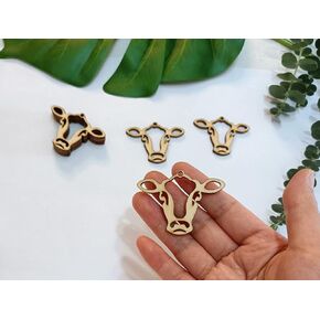 Yuxuanish 30pcs Cow Outline Outling arcors inclks ، أقراط خشبية مزرعة DIY لصنع المجوهرات الحرفية (2 '')