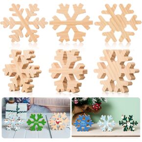 FOBSME 6 PCS قواطع ندفة الثلج الخشبية - علامات وكتل خشب ندفة الثلج غير المكتملة لحرف DIY ، ديكور طاولة الشتاء ، 3 أنماط