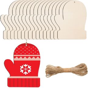 Modooris 24pcs حلي عيد الميلاد الخشبية الحلي الثلجية قاطعات خشبية مع ثقوب الشتاء غير مكتمل للثلوج الخشب حجم كبير في عيد الميلاد فارغة معلقة للطلاء ديكور شجرة عيد الميلاد علامات العطلة DIY